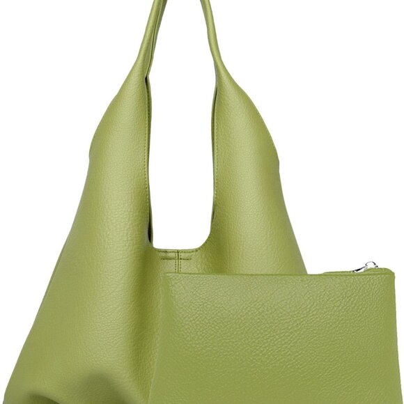 Faux Leather Hobo Bag for Women Large Tote Shoulder with Small Purse - Picture 1 of 6
